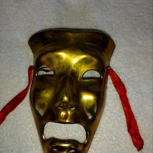 Vintage Solid Brass Theatre Mask